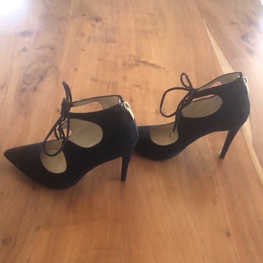 Marc Fisher Vegan Suede Black Lace Up Stiletto Pumps Sz 7‎ - EUC - Picture 7 of 10